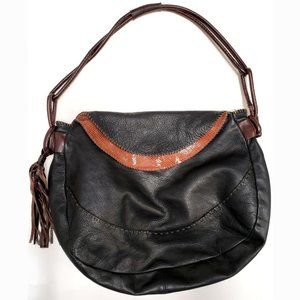 Carla Mancini Monica Black Leather Shoulder Bag